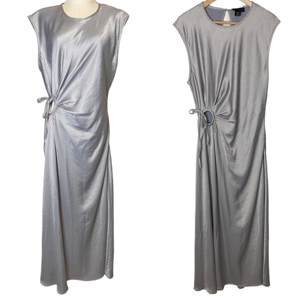 House of Harlow 1960 Dresses & Skirts - House of Harlow 1960 Satin Maxi Dress Sleeveless Grey Silver Keyhole Tie sz XL